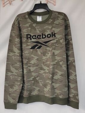 Reebok Men’s Camo Crew Neck Sweatshirt - Olive Green